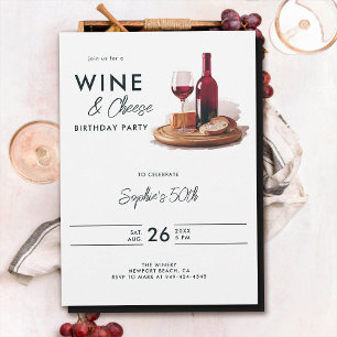 Weinverkostung Käse Weinkeller Moderne 50. Geburts Einladung