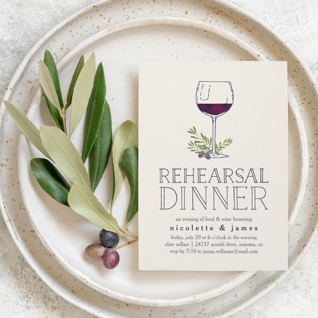 Weinverkostung Probe Abendessen Einladung (Wine theme rehearsal dinner invitations)