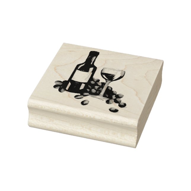 Weinverkostung Trauben Flasche Glas Roter Wein Bri Gummistempel (Stempel)