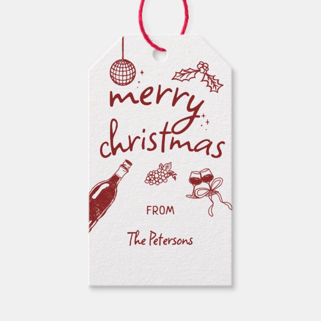 Weinverkostungs-Urlaubsfeier zu Weihnachten handge Geschenkanhänger (Vorderseite)