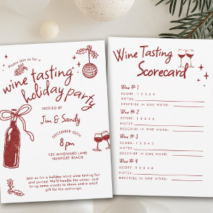 Weinverkostungsparty-Scorecard-Spiel-Doodle-Feier  Einladung