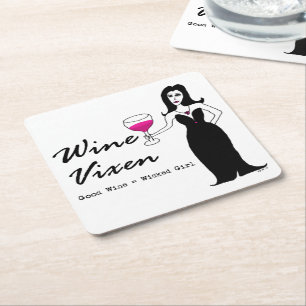 WeinVixen "guter Wein = böses Mädchen " Rechteckiger Pappuntersetzer