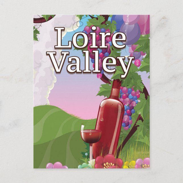 Weinwanderposter im Loiretal Postkarte (Vorderseite)