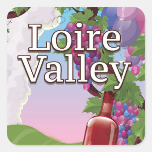 Weinwanderposter im Loiretal Quadratischer Aufkleber