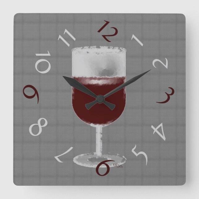 Weinzeit Quadratische Wanduhr (Vorderseite)