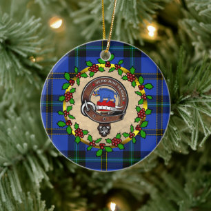 Weir Clan Abzeichen & Tartan Personalisierte Weihn Keramik Ornament