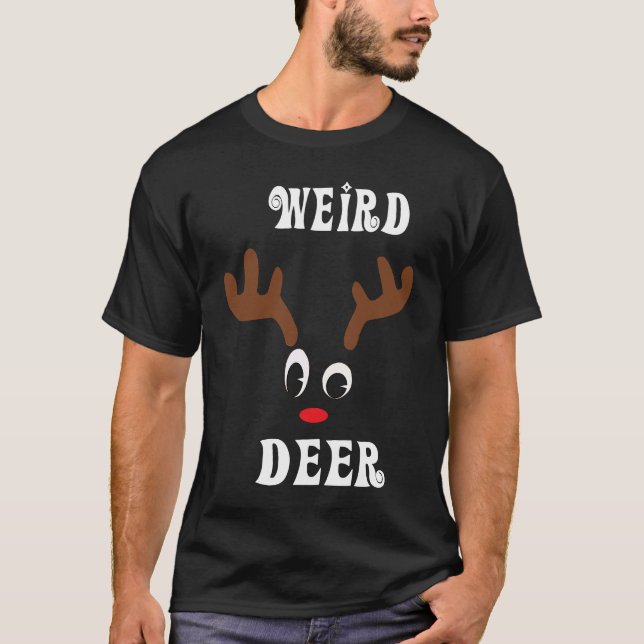 Weird Christmas Reindeer Angler Hunt Deer Elk T-Shirt (Vorderseite)