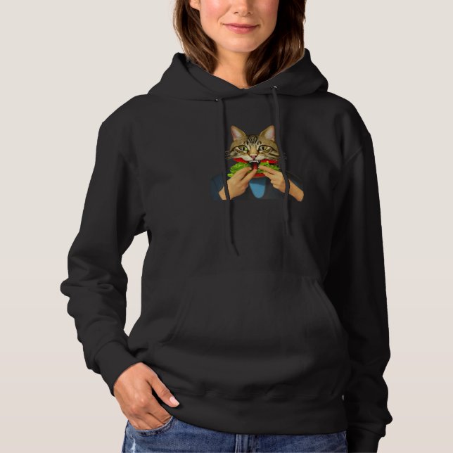 Weird & Creepy Cat With Human Hands Burger Cat  Id Hoodie (Vorderseite)