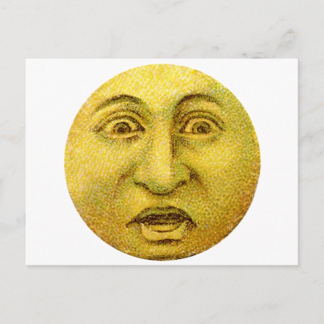 Weird Funny Vintag Moon Man Postkarte (Vorderseite)