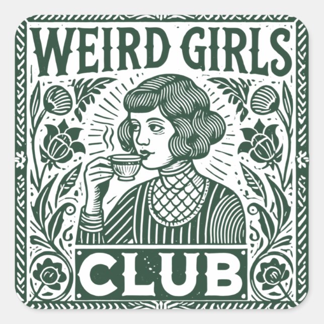 Weird Girls Club Quadratischer Aufkleber (Vorderseite)