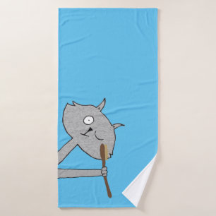 Weird Gray Cat Badhandtuch Set