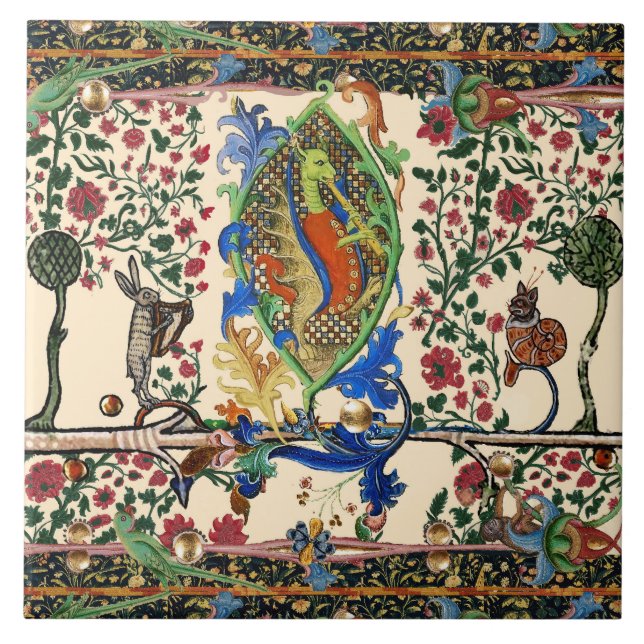 WEIRD MEDIEVAL BESTIARY MUSIC, DRAGON PLAYPFLUTE FLIESE (Vorderseite)