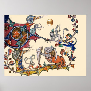 WEIRD MEDIEVAL BESTIARY WAR Snails ,Killer Rabbit Poster