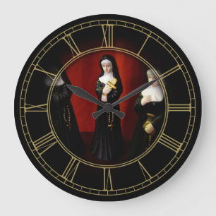 Weird Nuns Große Wanduhr