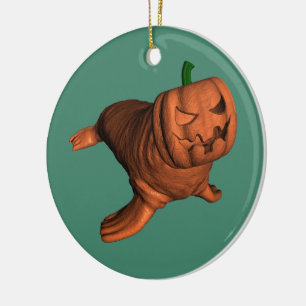 Weird Orange Halloween Walrus Keramik Ornament