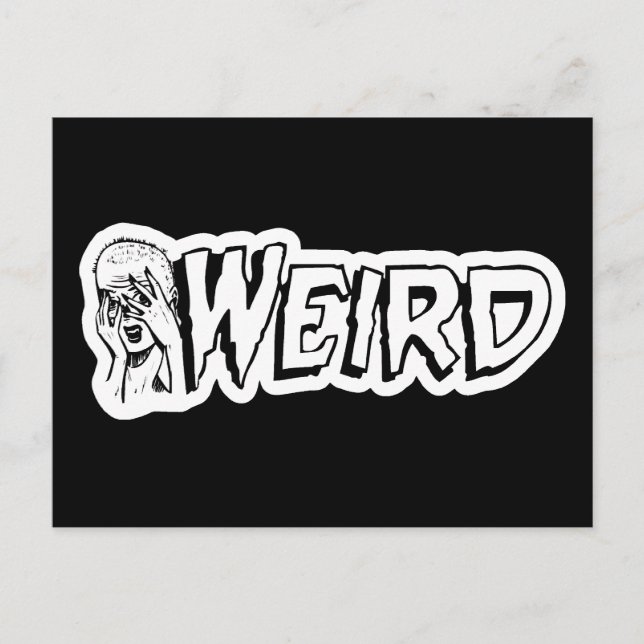 WEIRD - Retro Monster Girl Black & White Postkarte (Vorderseite)