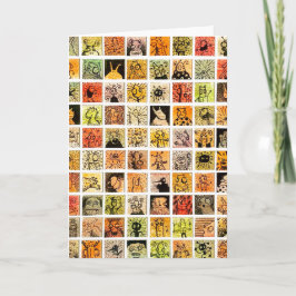 Weird Strange Cartoon Faces Color Squares Greeting Karte