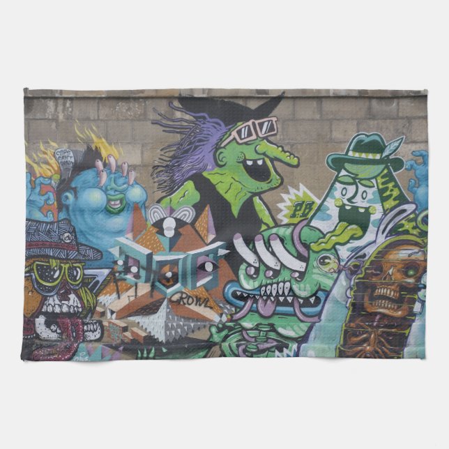 Weird Wicked Green Hexe Graffiti Handtuch (Horizontal)