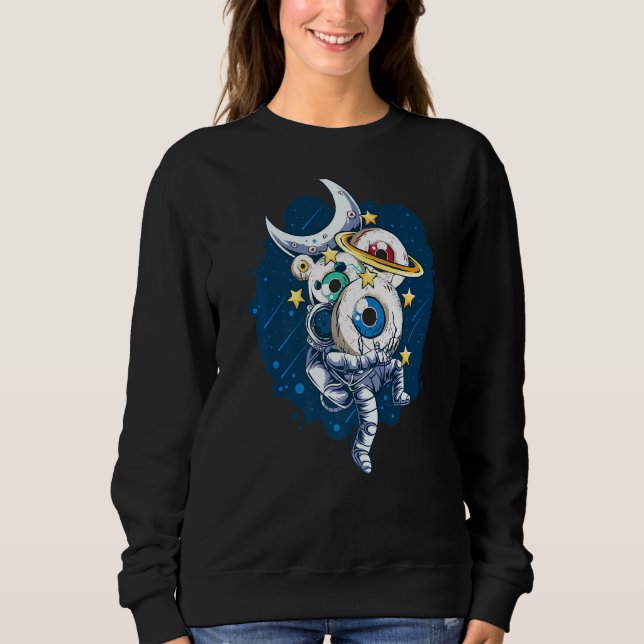 Weirdcore Aesthetic Space Astronaut Eyeball Planet Sweatshirt (Vorderseite)