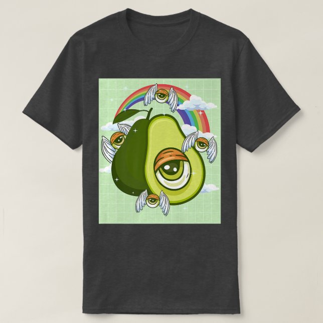 Weirdcore Ästhetik Kawaii Avocado Eye Winged Eyeb T-Shirt (Design vorne)