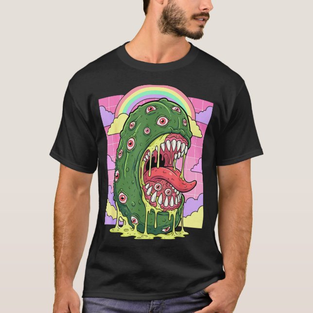 Weirdcore-Ästhetik kawaii Gurkenaugen  T-Shirt (Vorderseite)
