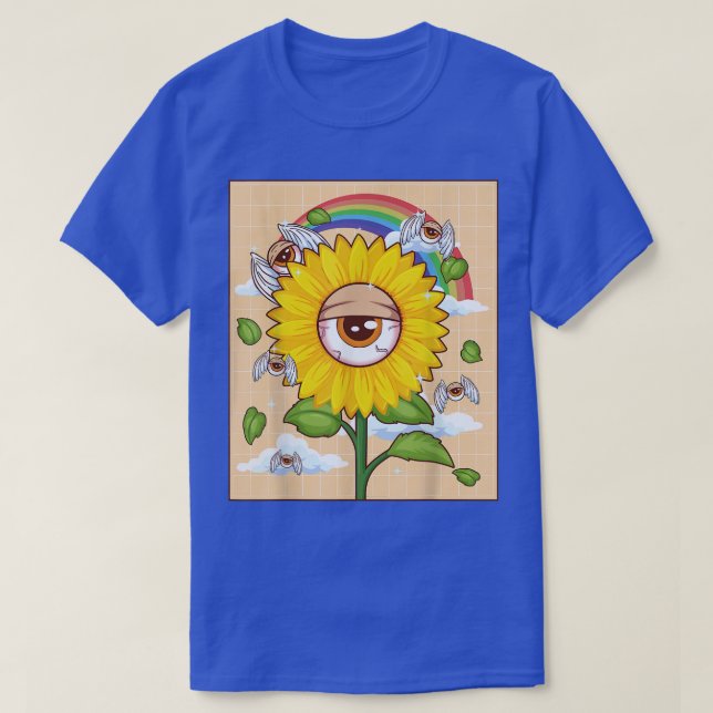 Weirdcore Ästhetik Kawaii Sonnenblume Auge Winged  T-Shirt (Design vorne)