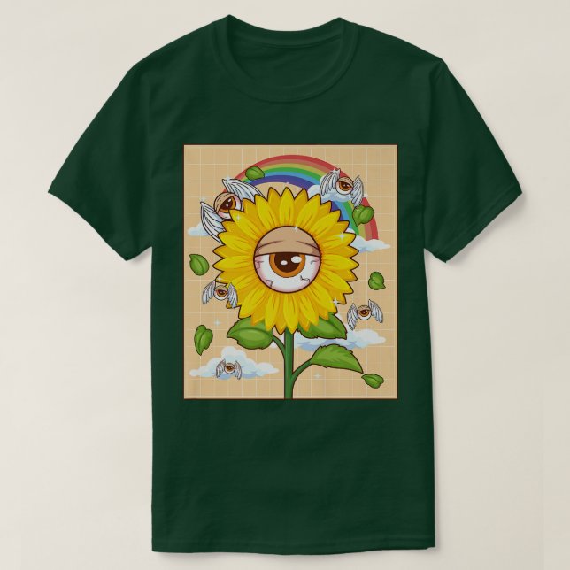 Weirdcore Ästhetik Kawaii Sonnenblume Auge Winged  T-Shirt (Design vorne)