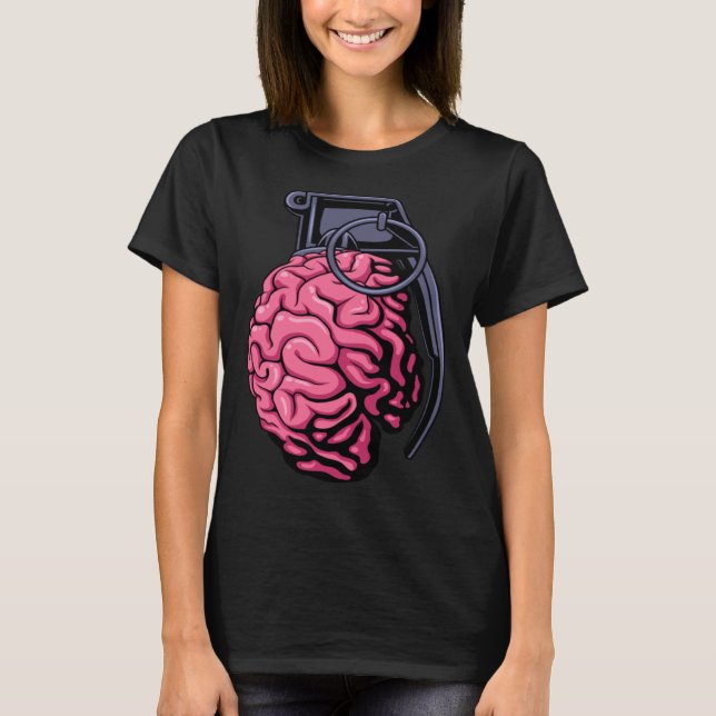 Weirdcore Brain Grenade Surreal Military Soldier V T-Shirt (Vorderseite)