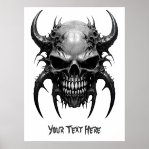 Weirdcore Custom Spiky Skull Gray Poster