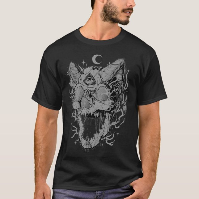 Weirdcore Devil Skull Illuminati Auge Surreal 666  T-Shirt (Vorderseite)
