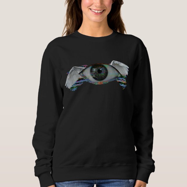 Weirdcore Glitch Angel Eye Dreamcore Ästhetik Sweatshirt (Vorderseite)