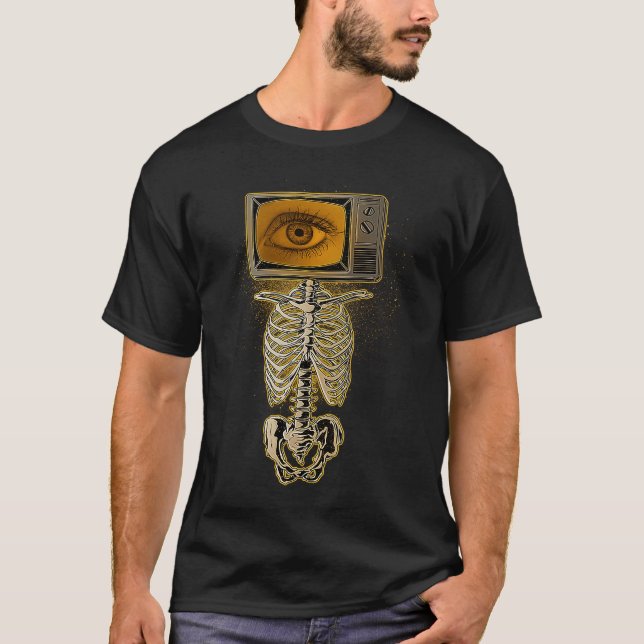 Weirdcore Skeleton TV Head Cosplay Röntgenstrahl T-Shirt (Vorderseite)