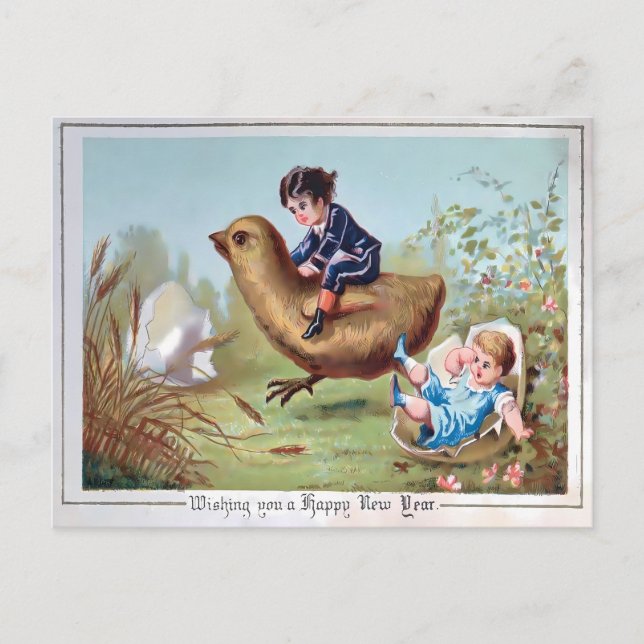 Weirdly Charming Vintage New Year Postkarte (Vorderseite)