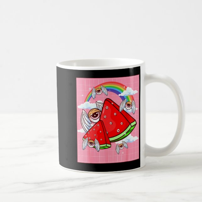 Weirore Aesthetic Kawaii Watermelon Eyes Winged Ey Kaffeetasse (Rechts)