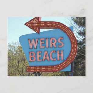 Weirs Beach New Hampshire Vintage Schild Postkarte