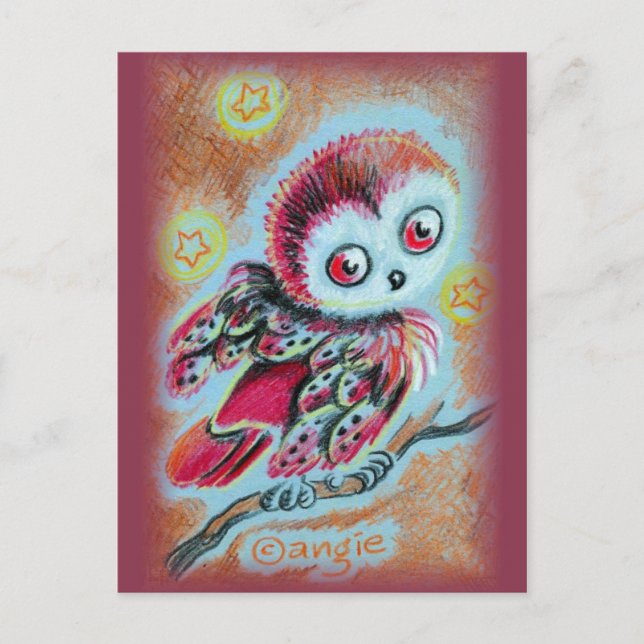 Weise alte Eule Postkarte (Vorderseite)