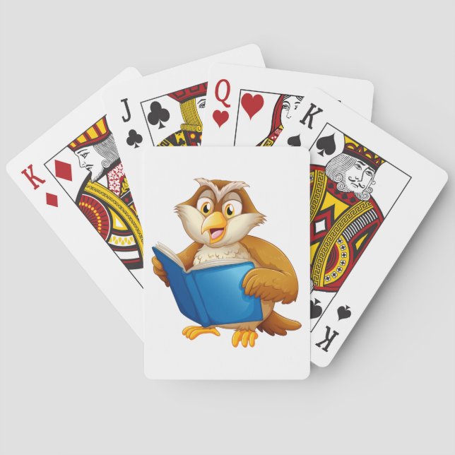 Weise Eule Lesebuch Spielkarten (Rückseite)