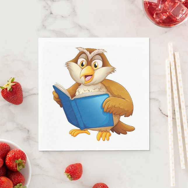 Weise Eule liest Buch Serviette (Von Creator hochgeladen)