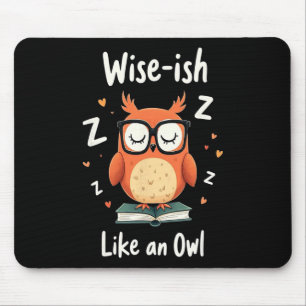 Weise Eule mit Gles Lustige Nerdige Rückkehr zur S Mousepad