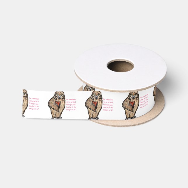 Weise Eule Satinband (Spule)