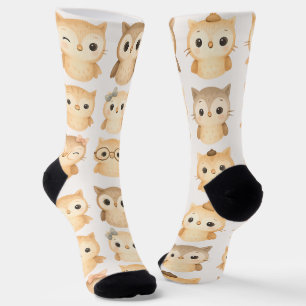 Weise Eulen Socken