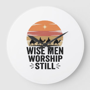 Weise Männer beten noch Vintage-Weihnachts-Shirt Große Wanduhr