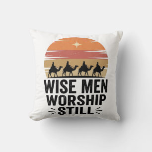 Weise Männer beten noch Vintage-Weihnachts-Shirt Kissen