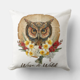 Weise und wilde Boho-Eulen-Kunst Kissen