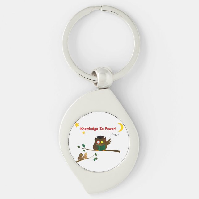 Weisen Owl lehren Schlüsselanhänger (Vorderseite)