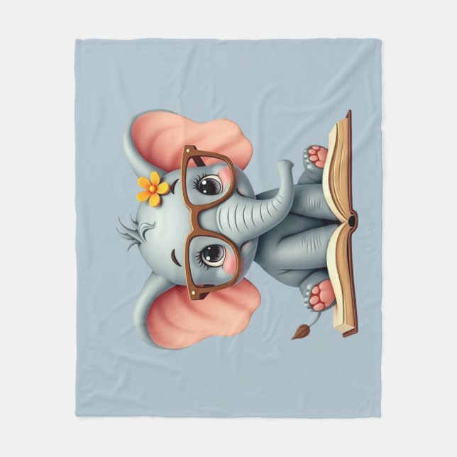 Weiser Baby-Elefant Fleecedecke (Vorderseite)