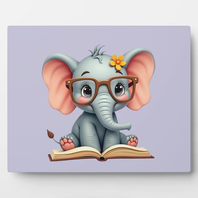 Weiser Baby-Elefant Fotoplatte (Vorderseite)