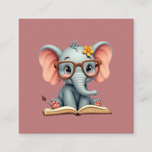 Weiser Baby-Elefant Quadratische Visitenkarte