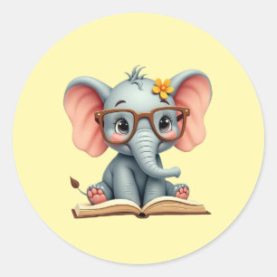 Weiser Baby-Elefant Runder Aufkleber