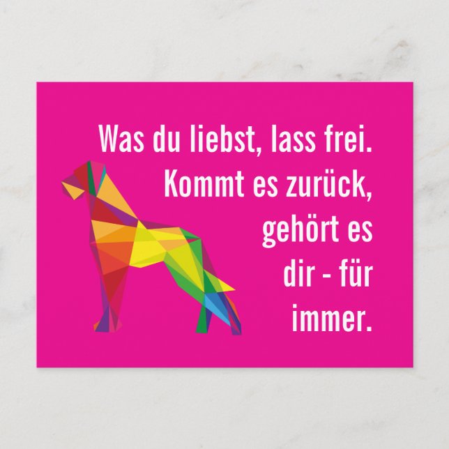 Weiser moderner Deutsche Dogge Postkarte (Vorderseite)